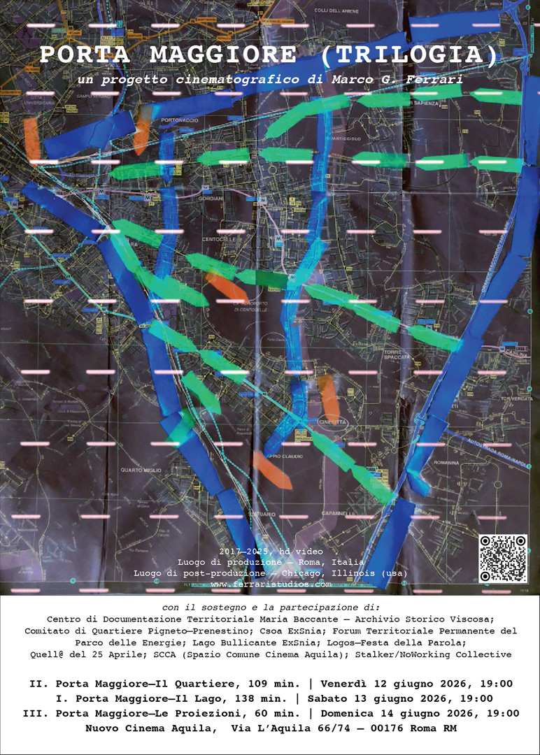 Prima proiezioni del progetto cinematografico Porta Maggiore (trilogia) di Marco G. Ferrari – Nuovo Cinema Aquila, Roma – 12/13/14 giugno, 2026